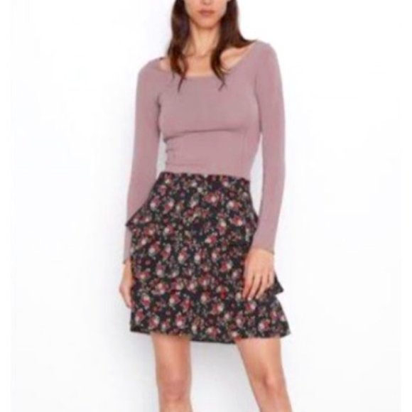 ZARA Floral Ruffle High Waist Mini Skirt - Picture 1 of 7